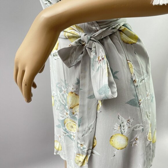 Plum Pretty Sugar Surplice Wrap Dress Lemon Floral Tasseled‎ Light Blue Small - Picture 5 of 14
